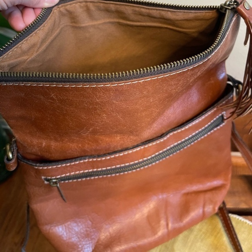 Patricia Nash Backpack Luzille Leather Convertible Tote Purse camel brown - Picture 6 of 16